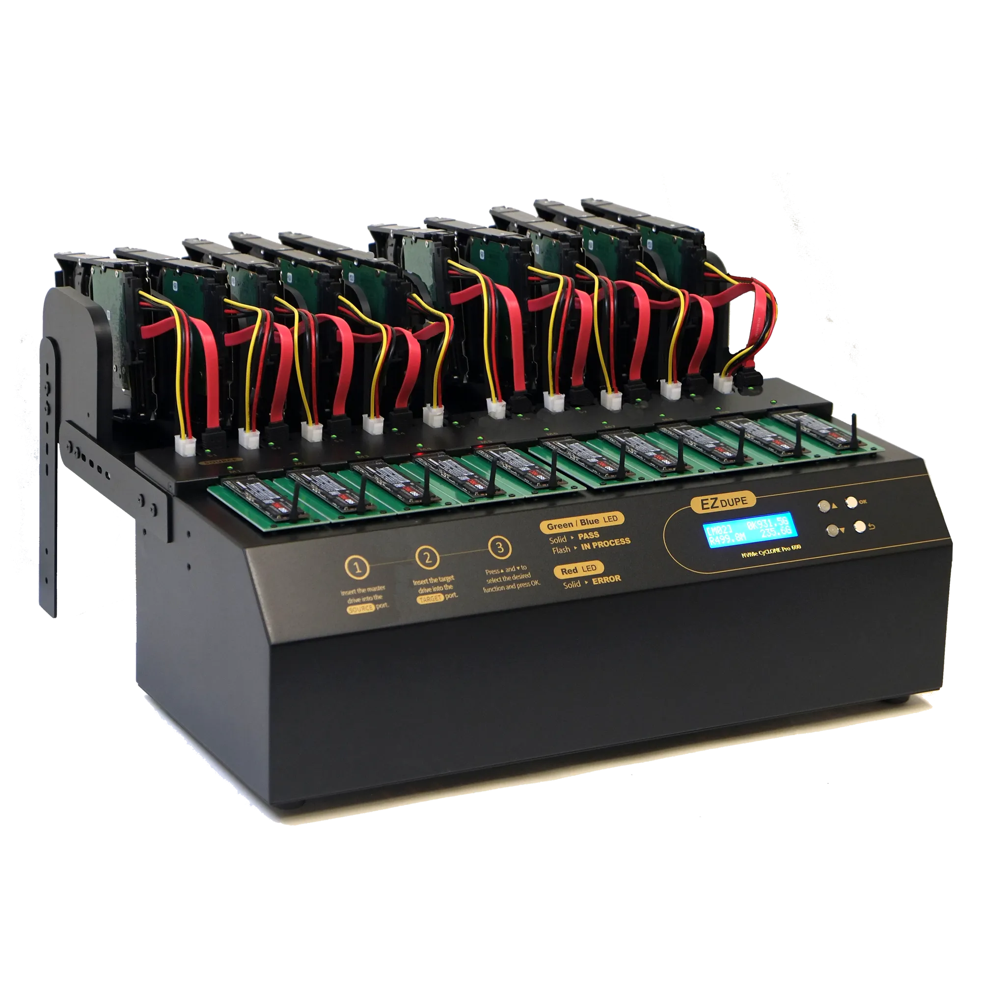 1 to 9 NVMe Cyclone PRO 600 - M.2 PCIe NVMe / M2 SATA SSD & SATA Hard Drive Duplicator & Sanitizer 36GB/Min (DM-HE6-5M09PP)