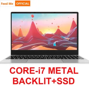 15.6 Inch Intel i7 Laptop 8GB/16GB RAM 512GB 1TB HDD Metal Body 1080P Windows 10 layout Keyboard Dual Band WiFi Gaming Laptop