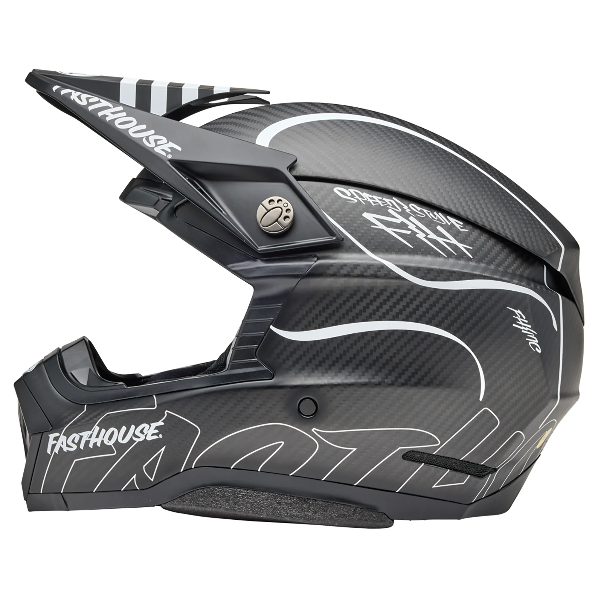 2025 Bell Moto-10 Spherical MIPS Motocross Helmet Fasthouse Raven Matte Black White