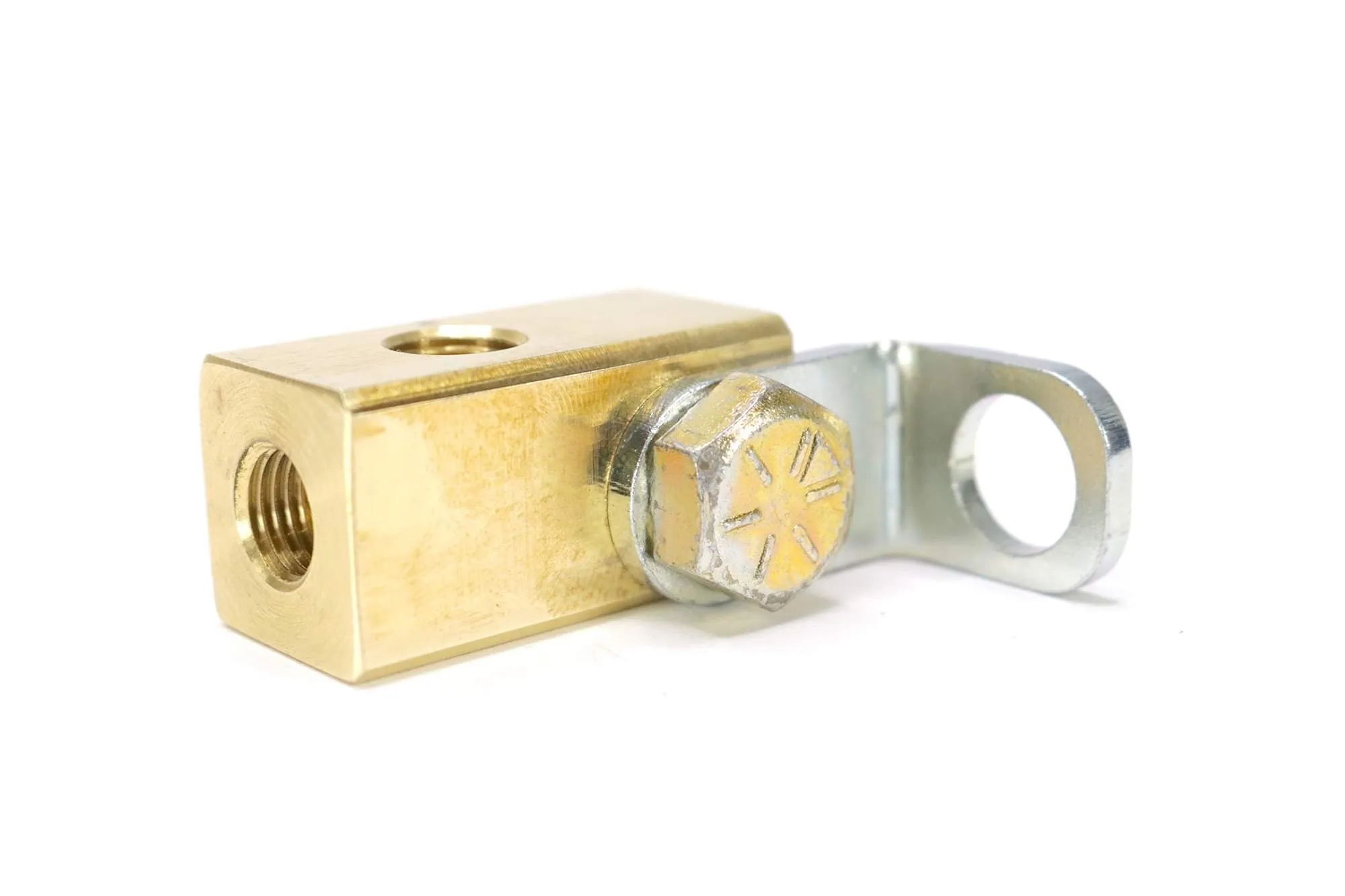 3/8-24 I.F. Brass Brake T-Fitting w/Mounting Hole and 90° Bracket (20-10020)