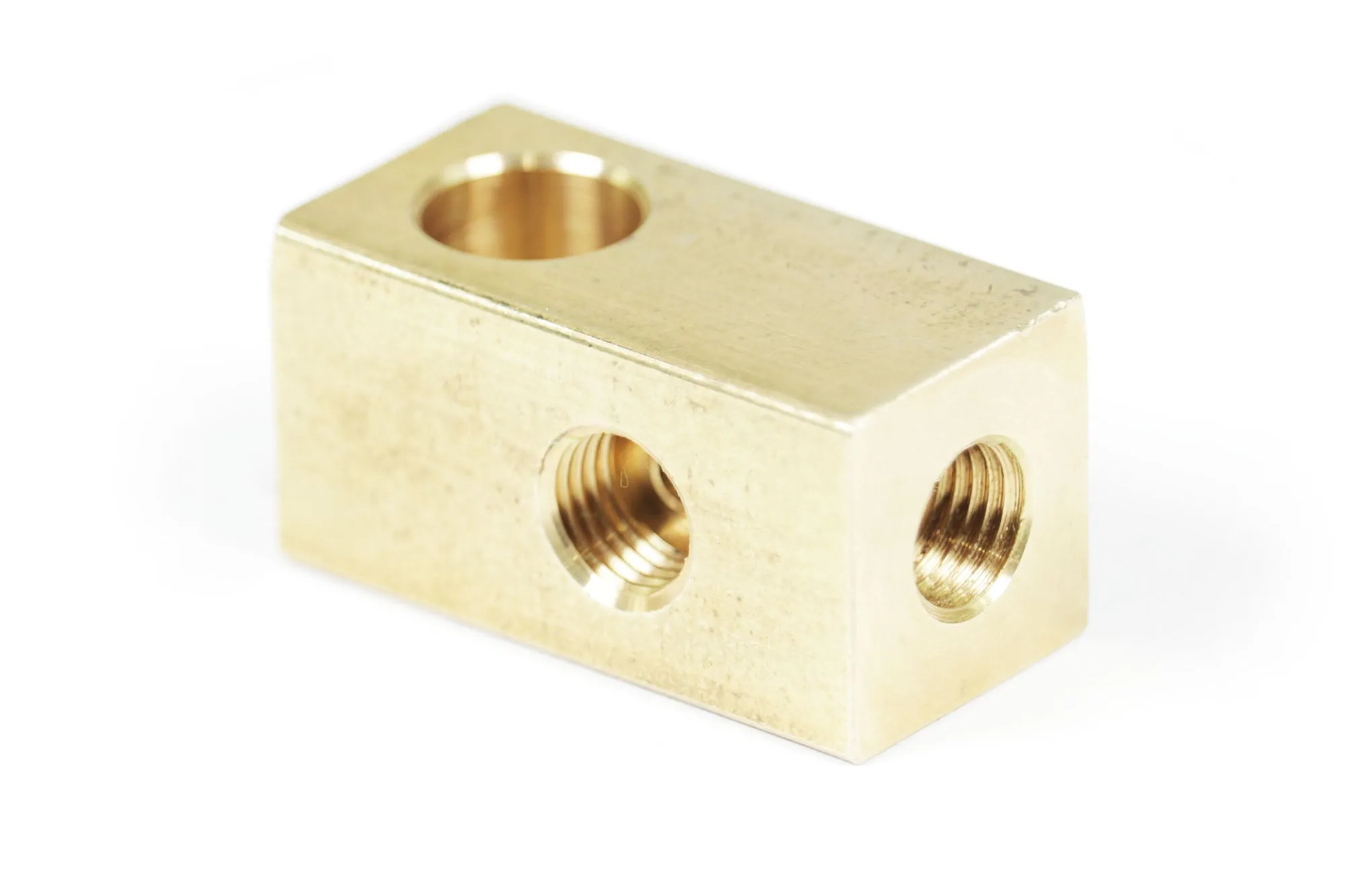 3/8-24 I.F. Brass Brake T-Fitting w/Mounting Hole and 90° Bracket (20-10020)