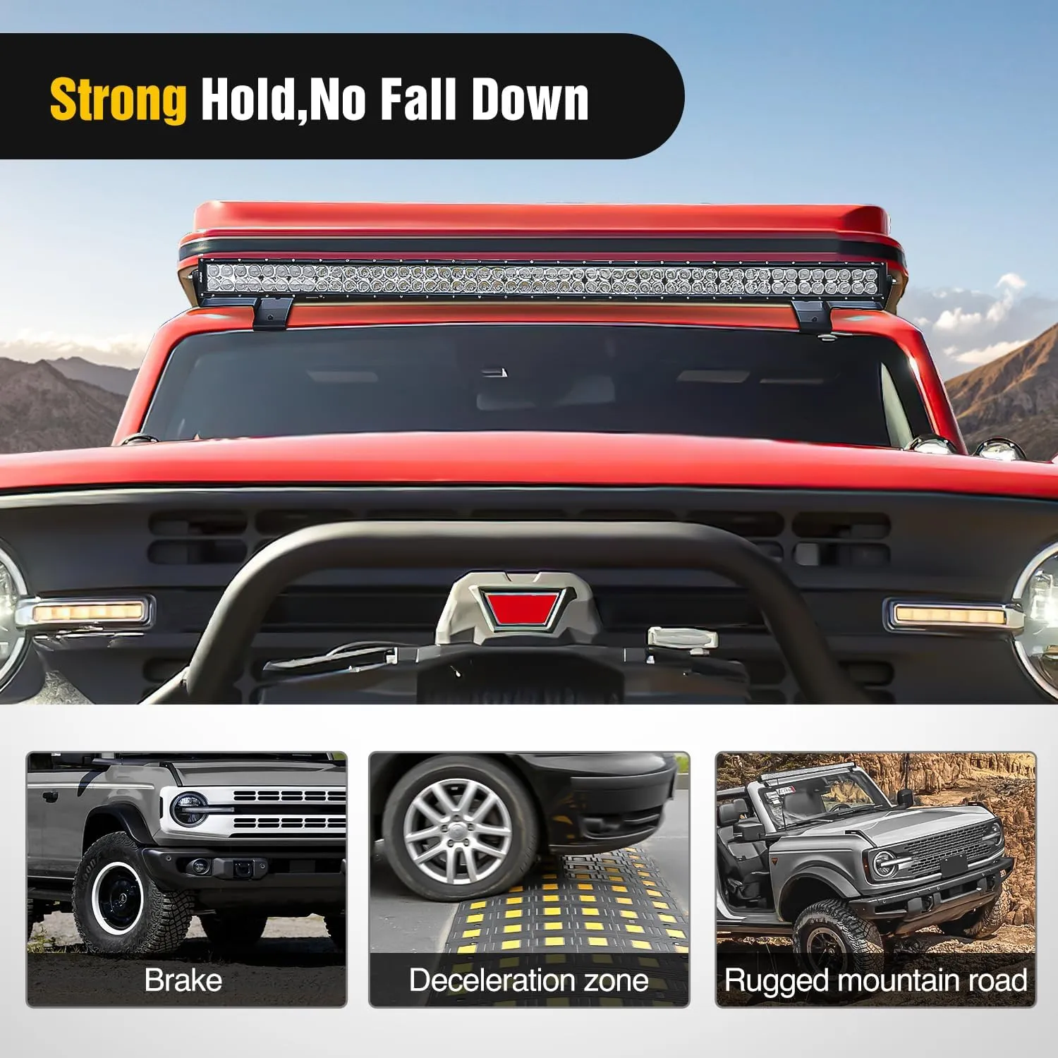50 Inch Straight LightBar Over-Windshield Mounts For 2021-2023 Ford Bronco 2/4 Door