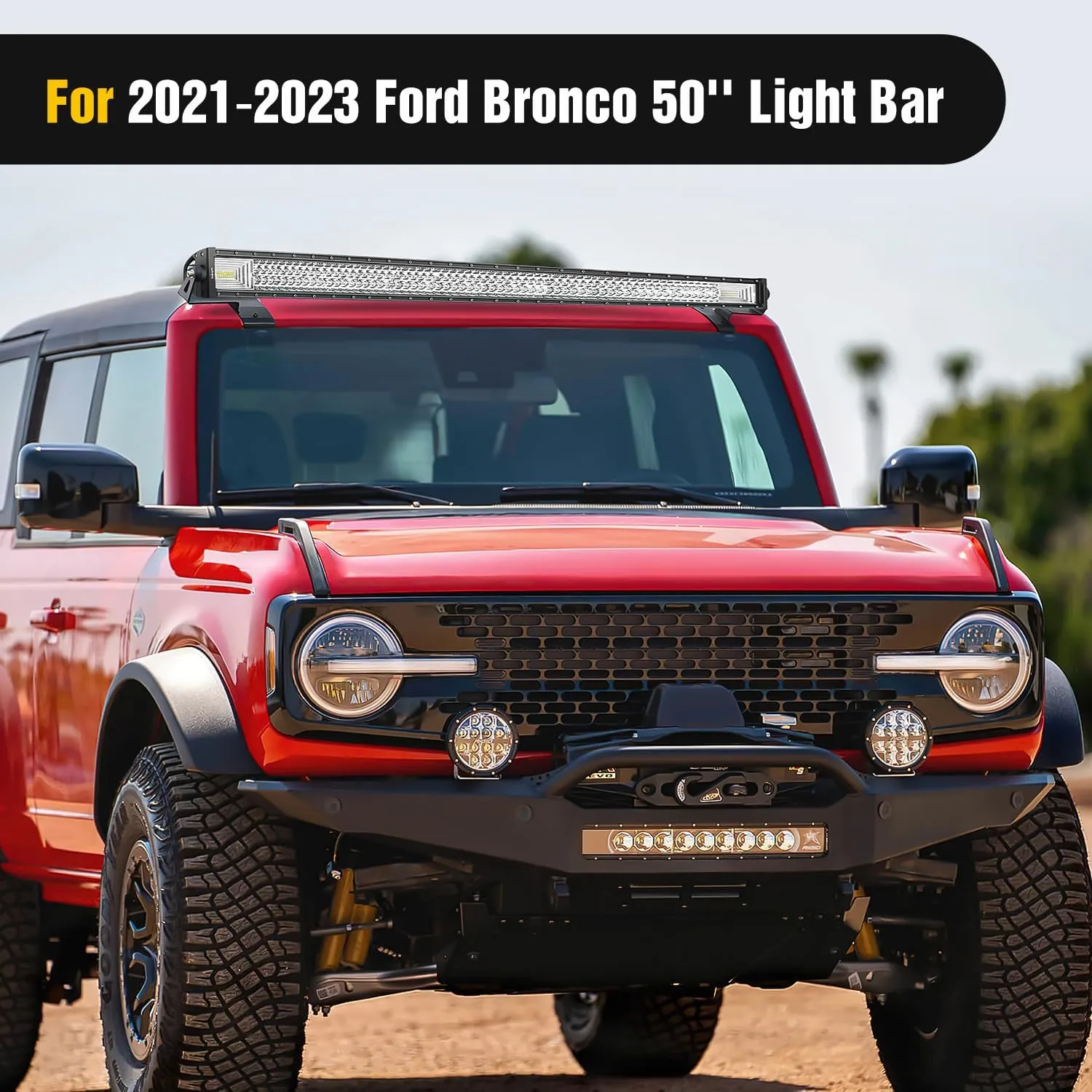 50 Inch Straight LightBar Over-Windshield Mounts For 2021-2023 Ford Bronco 2/4 Door