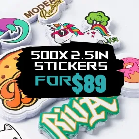 500x Custom Stickers for $90 | 2.5 inch