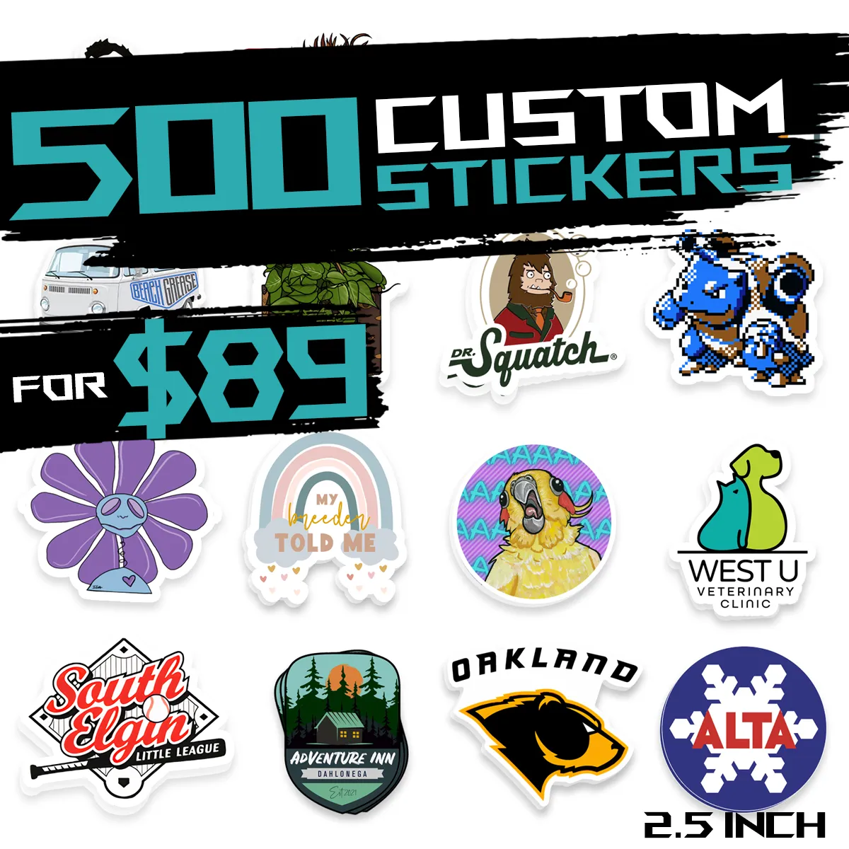 500x Custom Stickers for $90 | 2.5 inch
