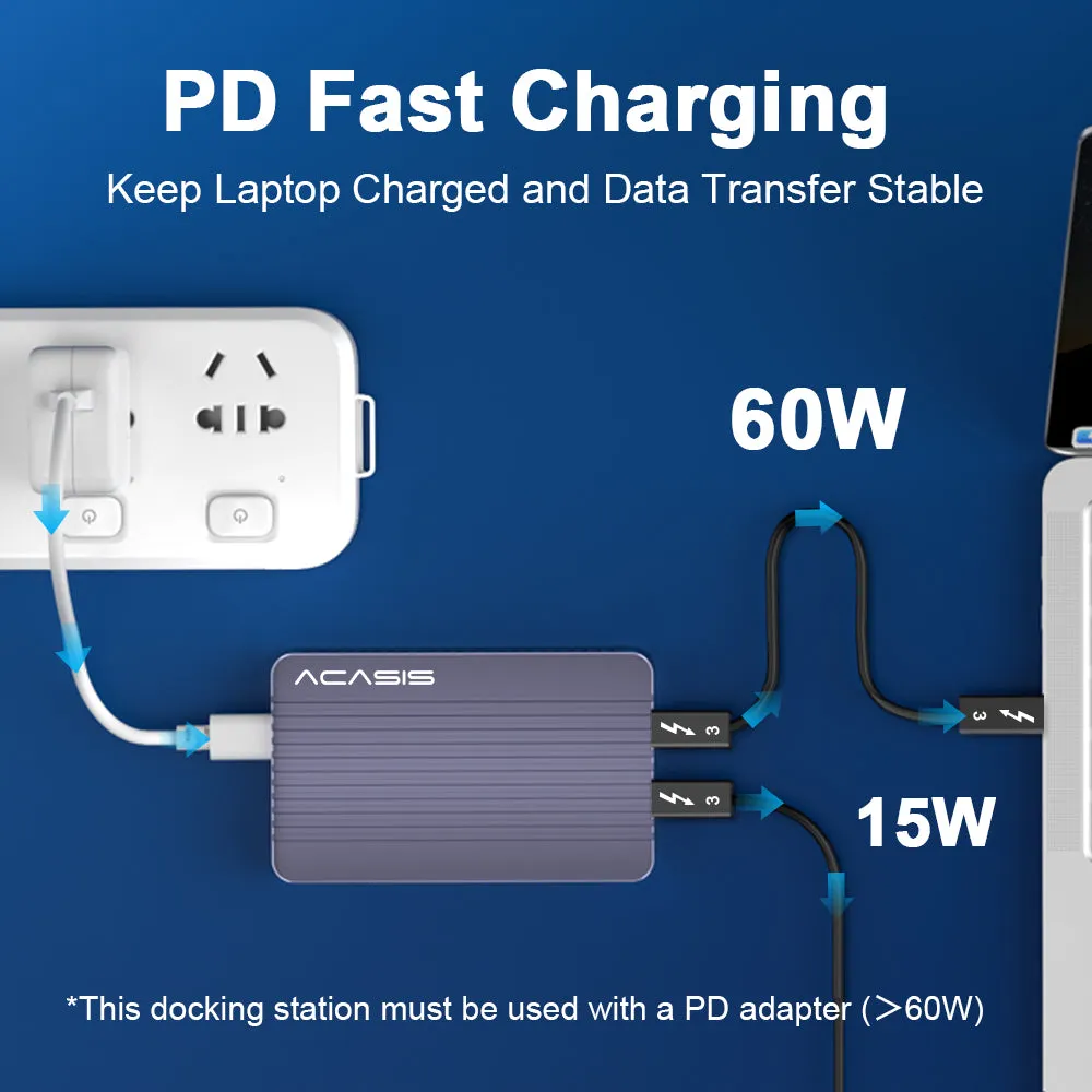 Acasis 6-in-1 40Gbps M.2 NVME SSD Enclosure DP 4K60Hz Docking Station