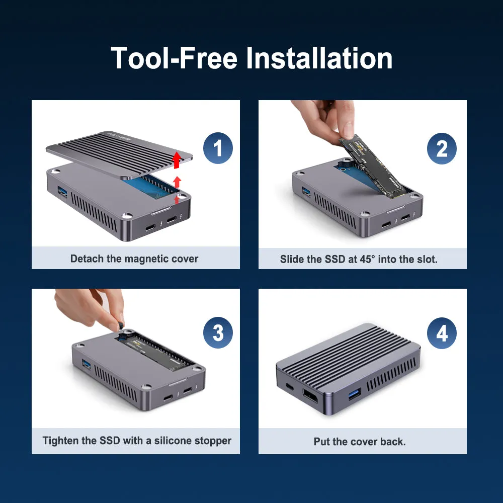 Acasis 6-in-1 40Gbps M.2 NVME SSD Enclosure DP 4K60Hz Docking Station