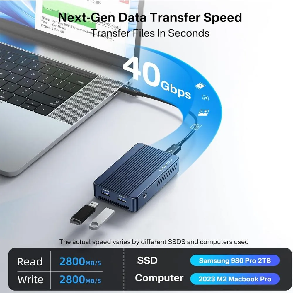Acasis 6-in-1 40Gbps M.2 NVMe Thunderbolt 3/4 USB 4 SSD Case & Dock