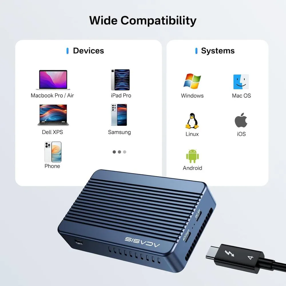 Acasis 6-in-1 40Gbps M.2 NVMe Thunderbolt 3/4 USB 4 SSD Case & Dock