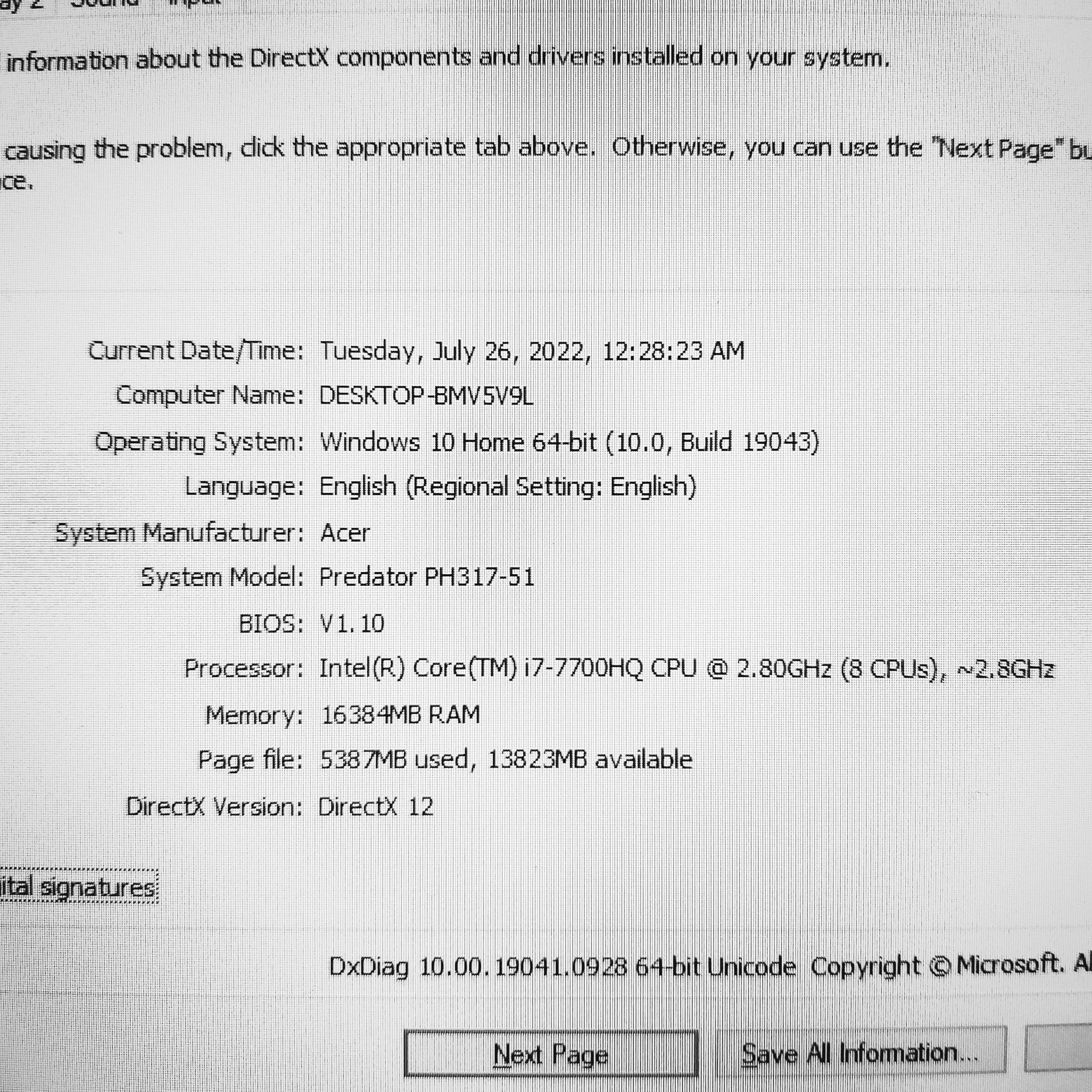 Acer Predator Helios 300 PH317-51 i7-7700HQ Gtx 1060 17.3" Gaming Laptop (Used Very Clean)