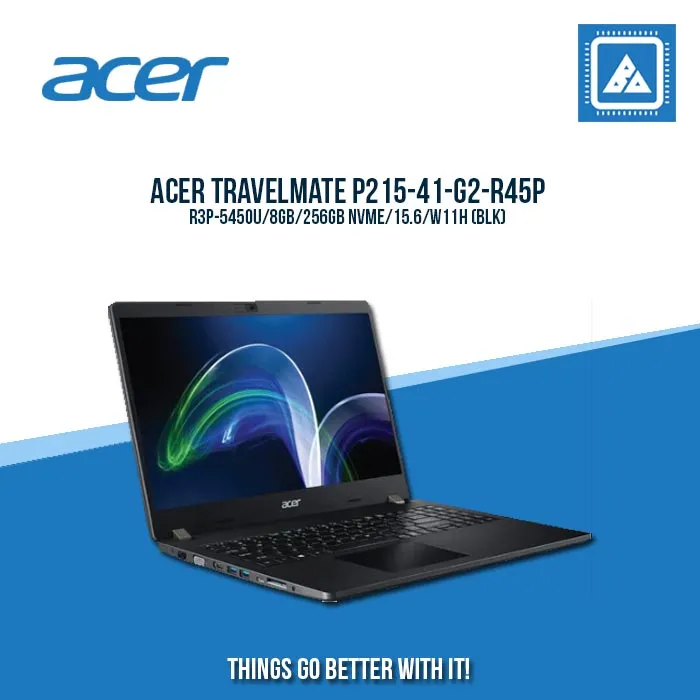 ACER TRAVELMATE P215-41-G2-R45P R3P-5450U/8GB/256GB NVME | BEST FOR STUDENT AND ENTERPRISE LAPTOP