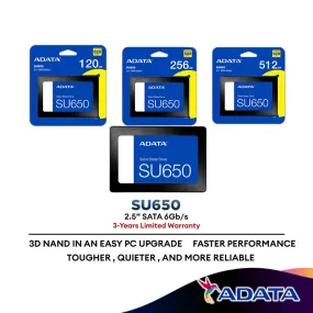 ADATA SU650 2.5" SATA 6Gb/s Internal Solid State Drive SSD (120GB / 256GB / 480GB)