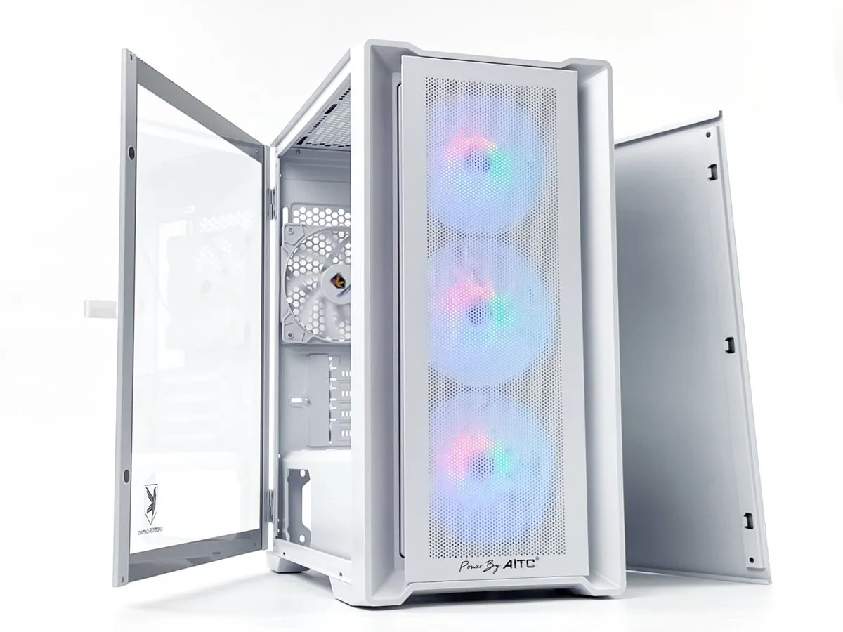 AITC Kingsman Gaming CuBic White 白色Tempered Glass Micro-ATX Case (附送4 把ARGB 風扇)
