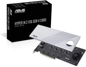 Asus Hyper M.2 x16 Gen 4 Card (PCIe 4.0/3.0), Supports four NVMe M.2 Devices & PCIe 4.0 NVMe RAID and Intel RAID-on-CPU, I/O Device