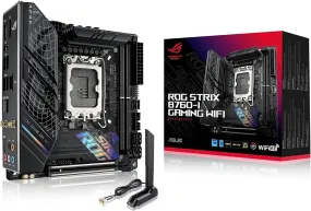 Asus ROG STRIX B760-I Gaming Wifi Motherboard, 1700, Mini ITX, DDR5, HDMI, DP, Wi-Fi 6E, 2.5G LAN, PCIe5, RGB, M.2