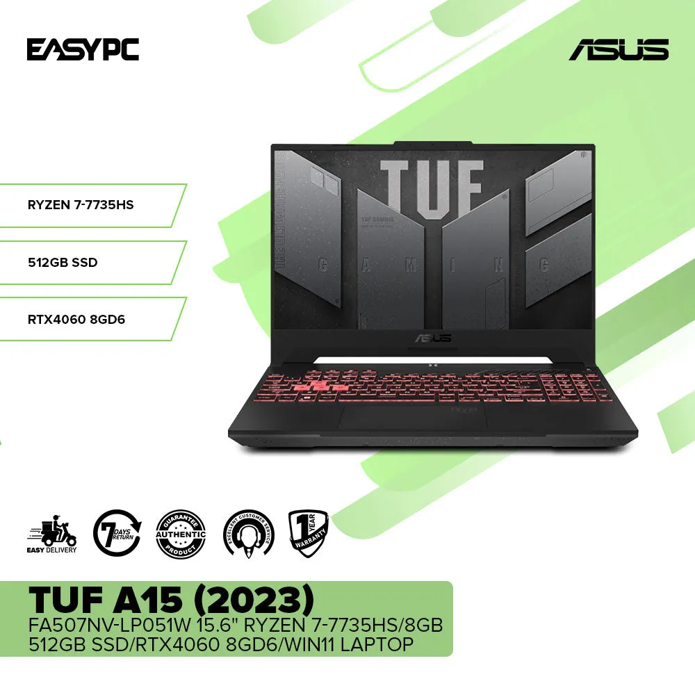 Asus TUF A15 (2023) FA507NV-LP051W 15.6 Ryzen 7-7735HS/8GB/512GB SSD/RTX4060 8GD6/Win11 Laptop