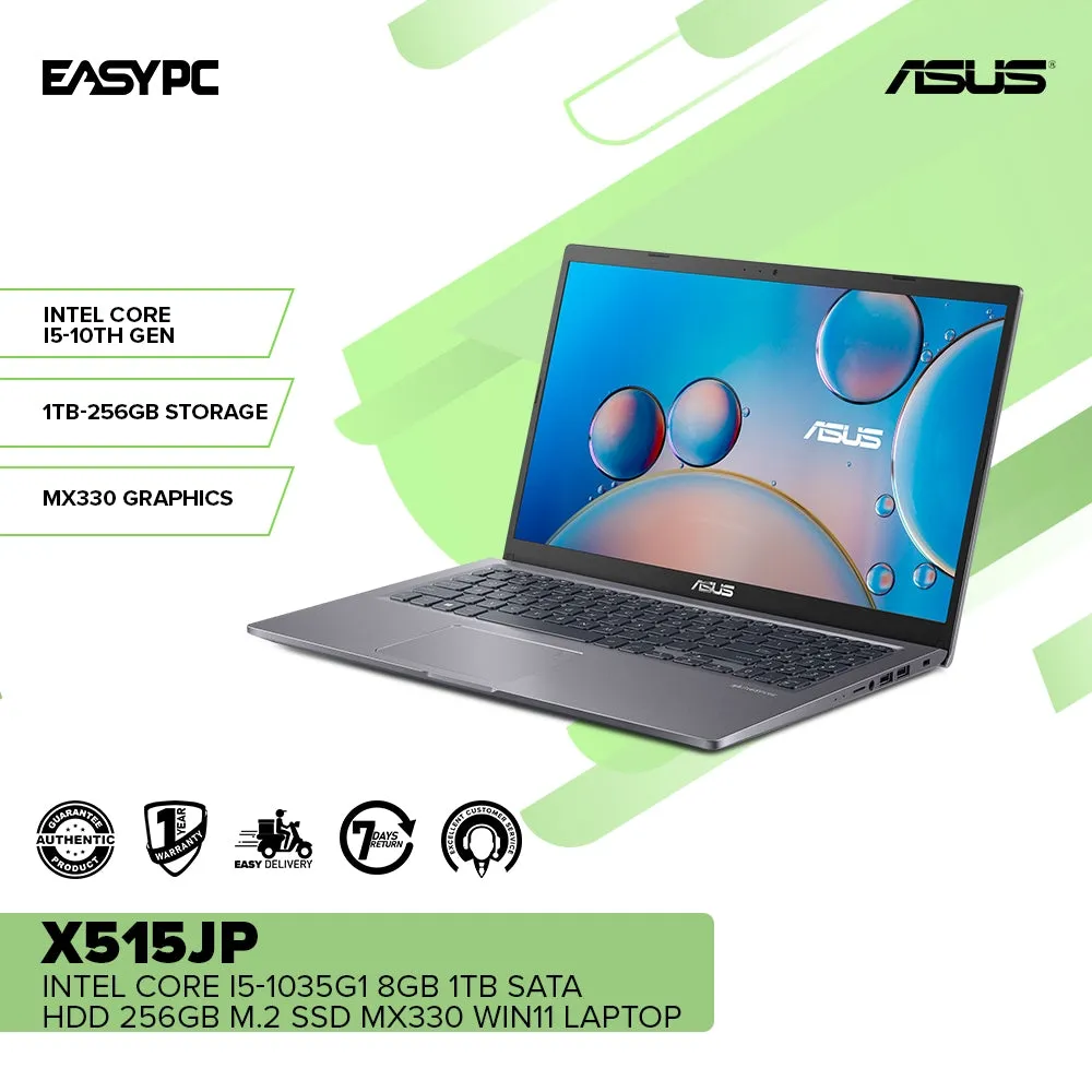 Asus X515JP-EJ400W Intel Core i5-1035G1 8GB 1TB SATA HDD 256GB M.2 SSD GeForceMX330 Windows11 Laptop