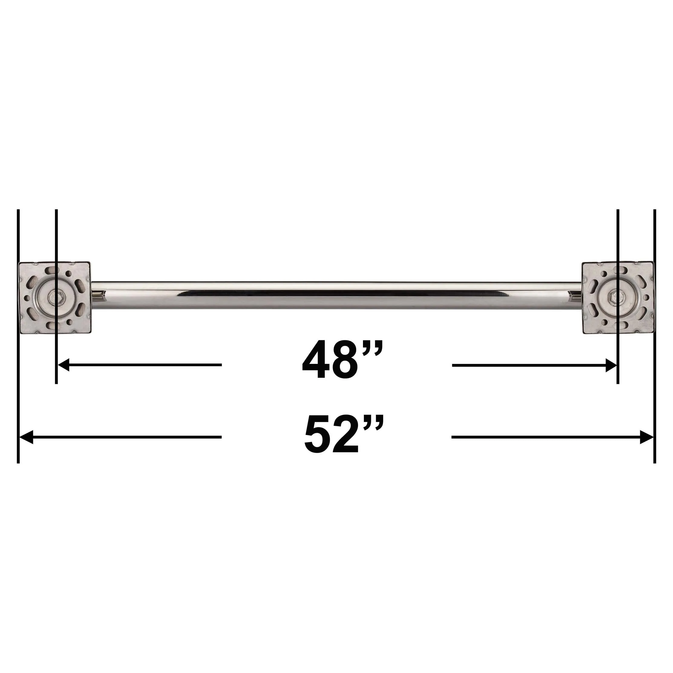 Bathroom Grab Bar, Contemporary, Square Escutcheon, 48 In. X 1 1/4 In.