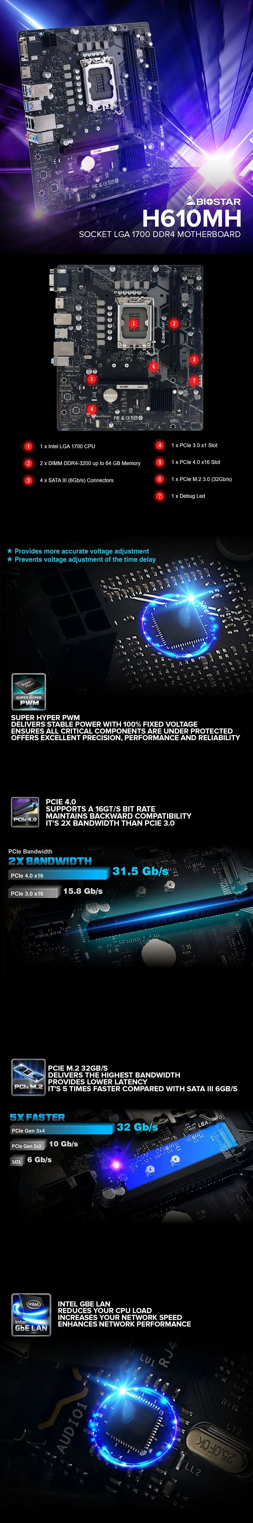 Biostar H610MH Socket LGA 1700 Ddr4 Motherboard