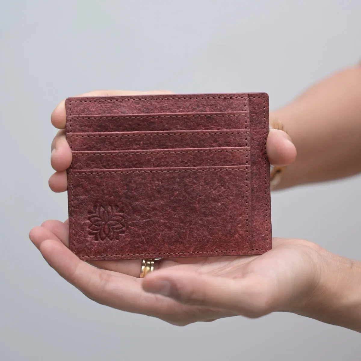 Card Holder | 1 Cash & 4 Card Sections | Coconut Leather | Madder Red | Unisex