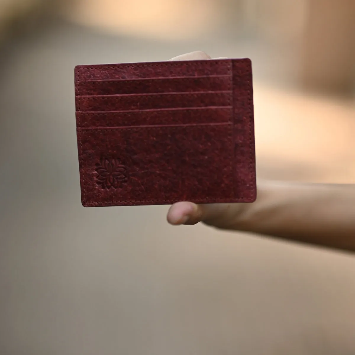 Card Holder | 1 Cash & 4 Card Sections | Coconut Leather | Madder Red | Unisex