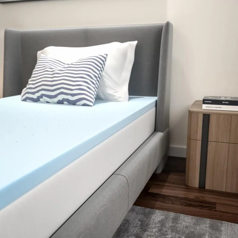 Comfort Express Blue Cooling Memory Foam Mattress Topper