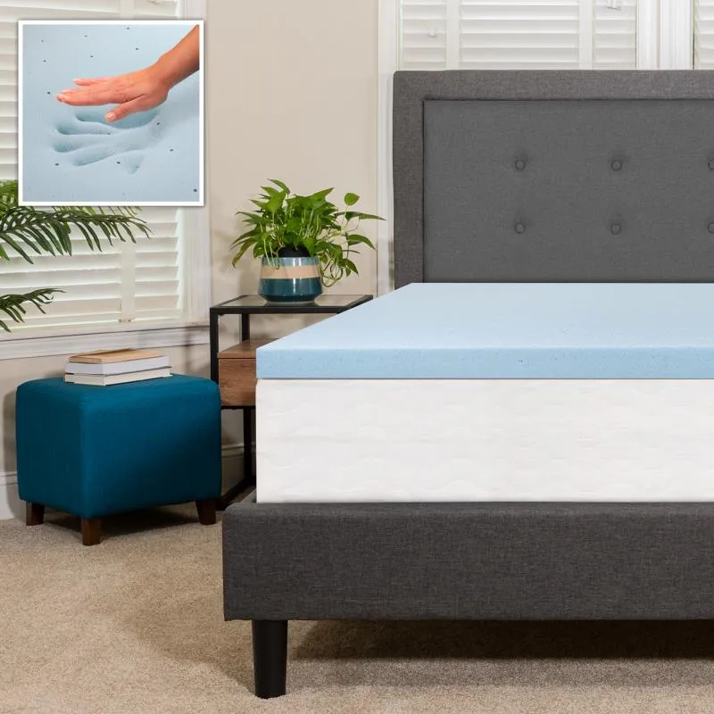 Comfort Express Blue Cooling Memory Foam Mattress Topper