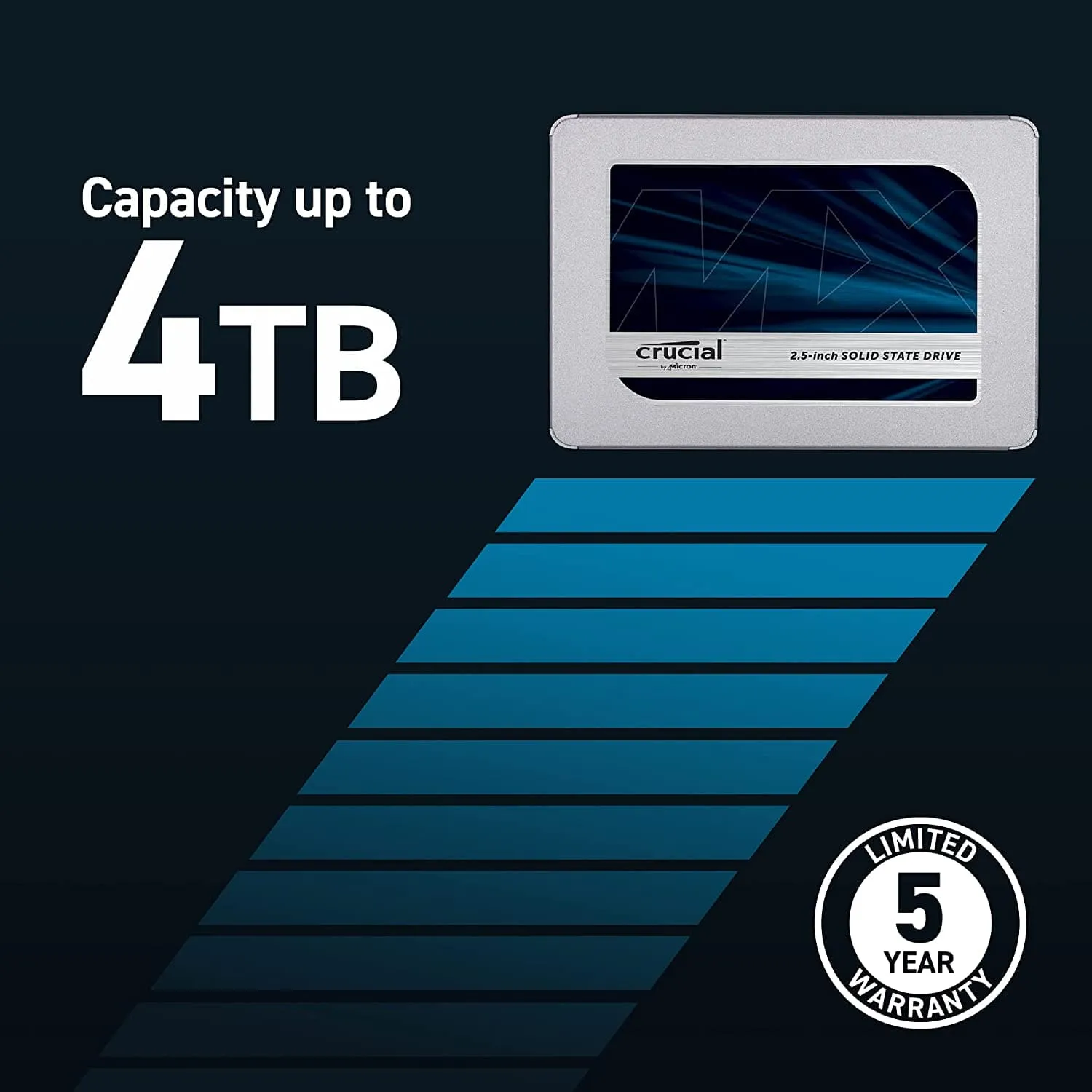 Crucial MX500 250GB 3D NAND SATA 2.5 Inch Internal SSD - Up to 560MB/s - CT250MX500SSD1