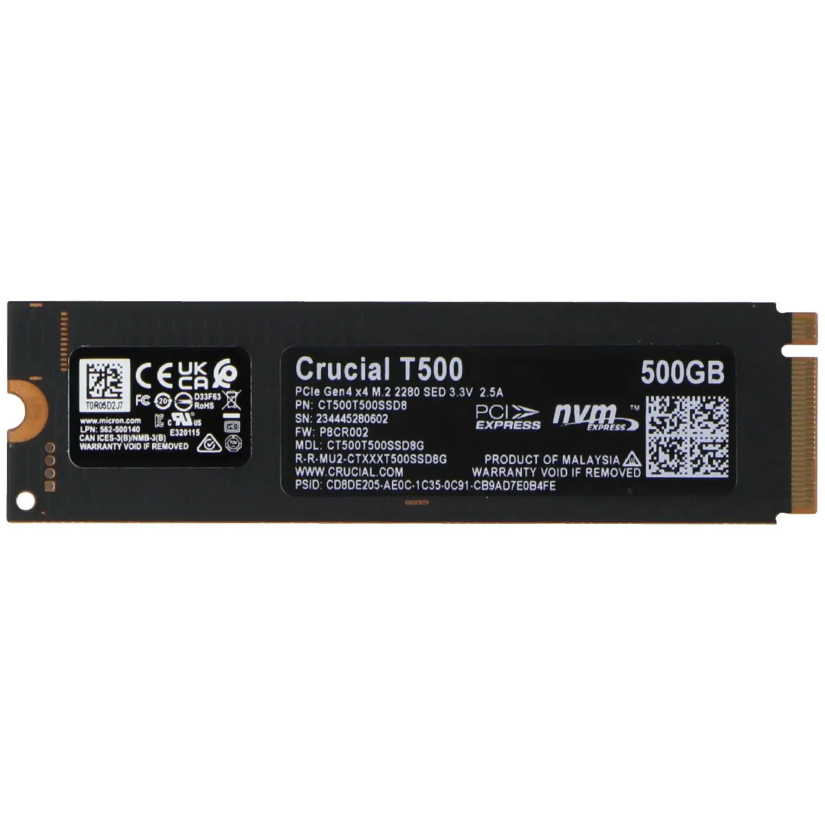 Crucial T500 (500GB) Gen4 NVMe M.2 Internal Gaming SSD (CT500T500SSD8)