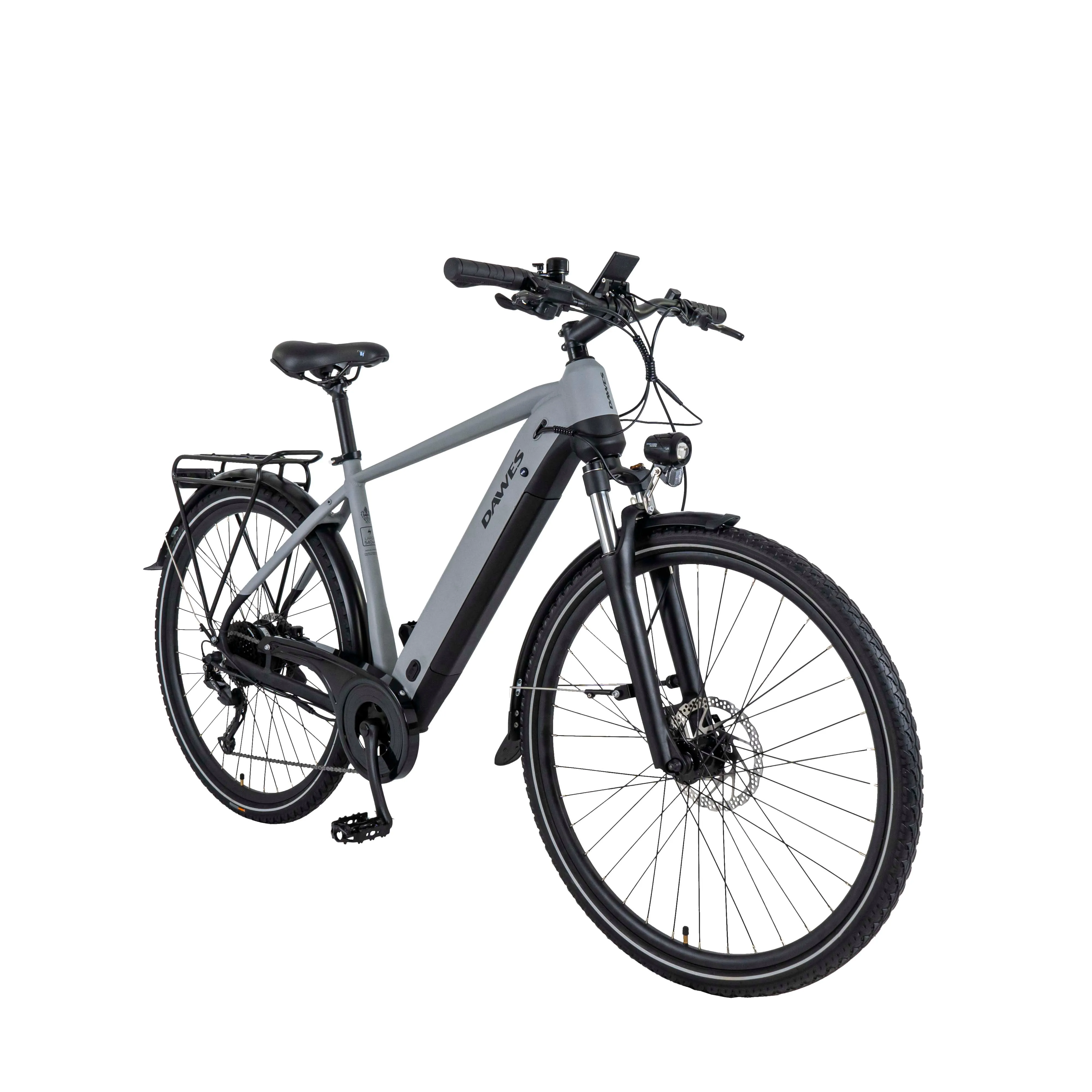 Dawes Spire Crossbar 2.0 Electric Hybrid Bike, Medium Light Grey/Black