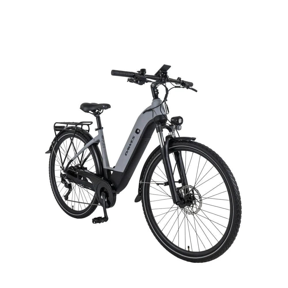 Dawes Spire Low Step 2.0 Electric Hybrid Bike, Small Light Grey/Black