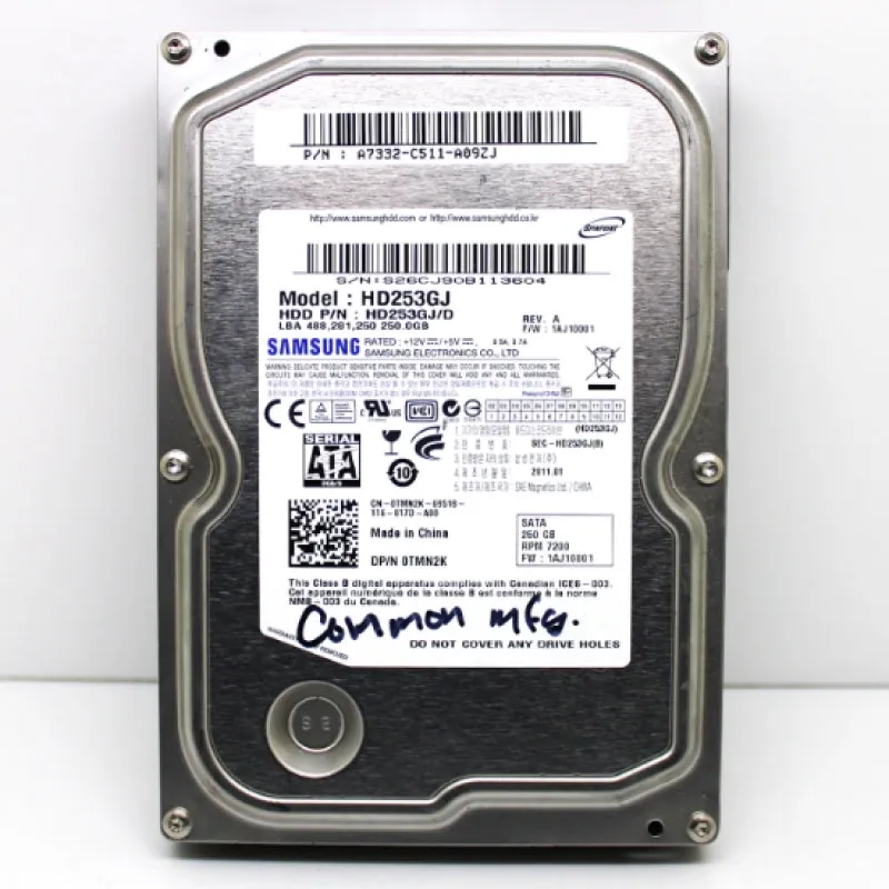 Dell 0TMN2K 250GB 7200RPM SATA 3.5" Hard Drive Samsung HD253GJ