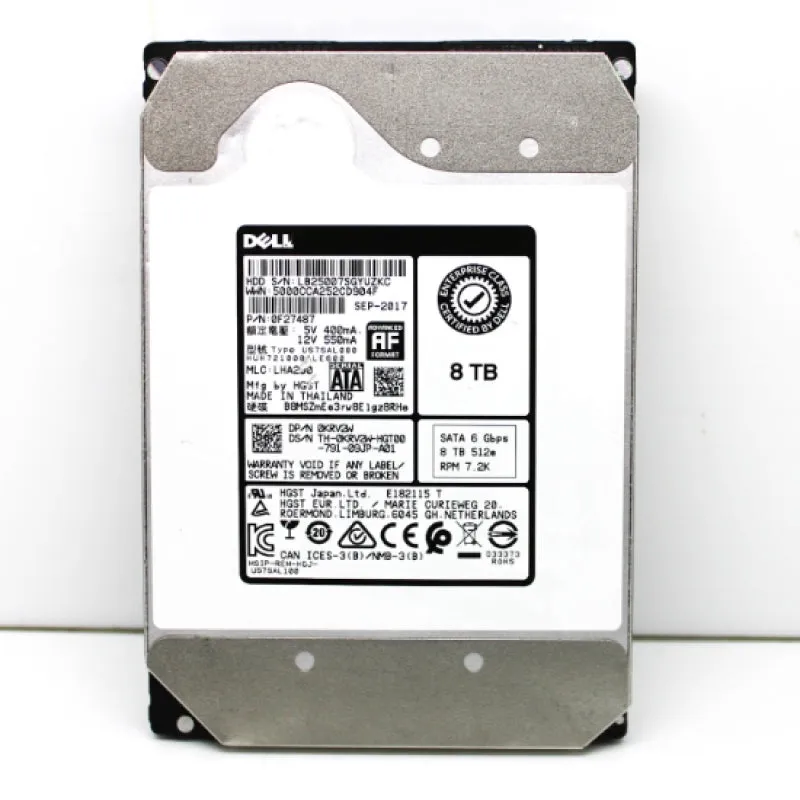 Dell 8TB 512e 7200RPM SATA 6Gb/s 3.5" Hard Drive 0KRV2W KRV2W