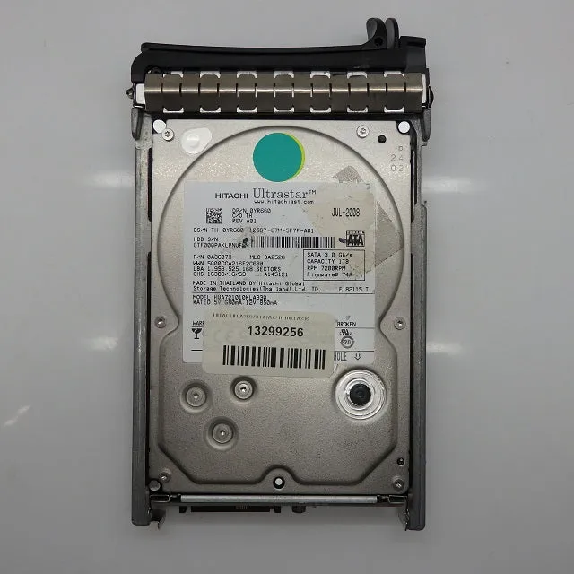 Dell YR660 Hitachi HUA721010KLA330 1TB 7.2K 3.5" SATA Hard Drive w/ Tray