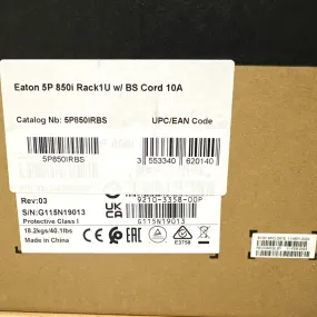 Eaton 5P 850i Rack 1U 10A 850VA 600W UPS w/ BS Cord 5P850IRBS