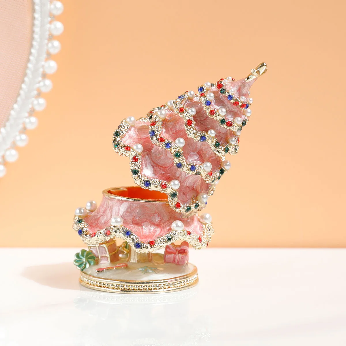 Enamel Crafted Christmas Tree Jewelry Box