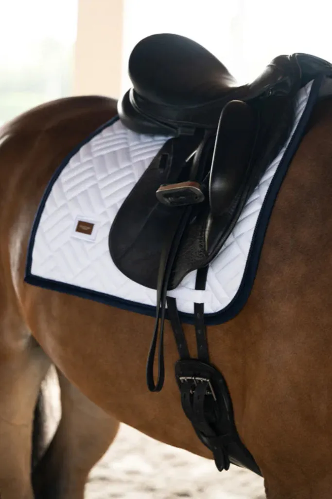 Equestrian Stockholm Dressage Saddle Pad Modern White Navy