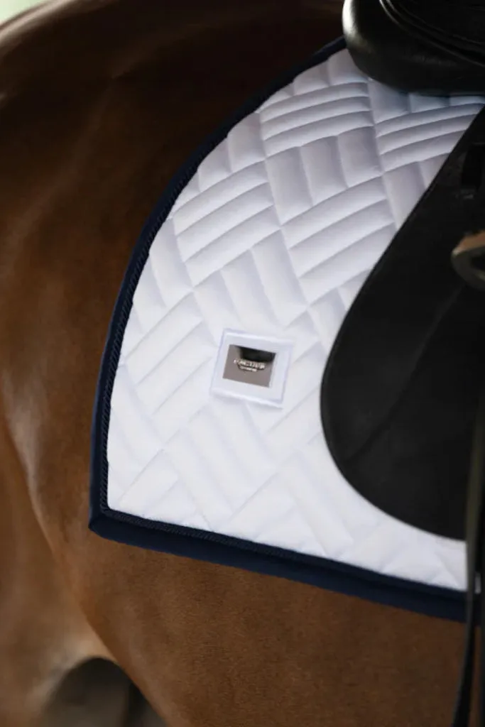 Equestrian Stockholm Dressage Saddle Pad Modern White Navy