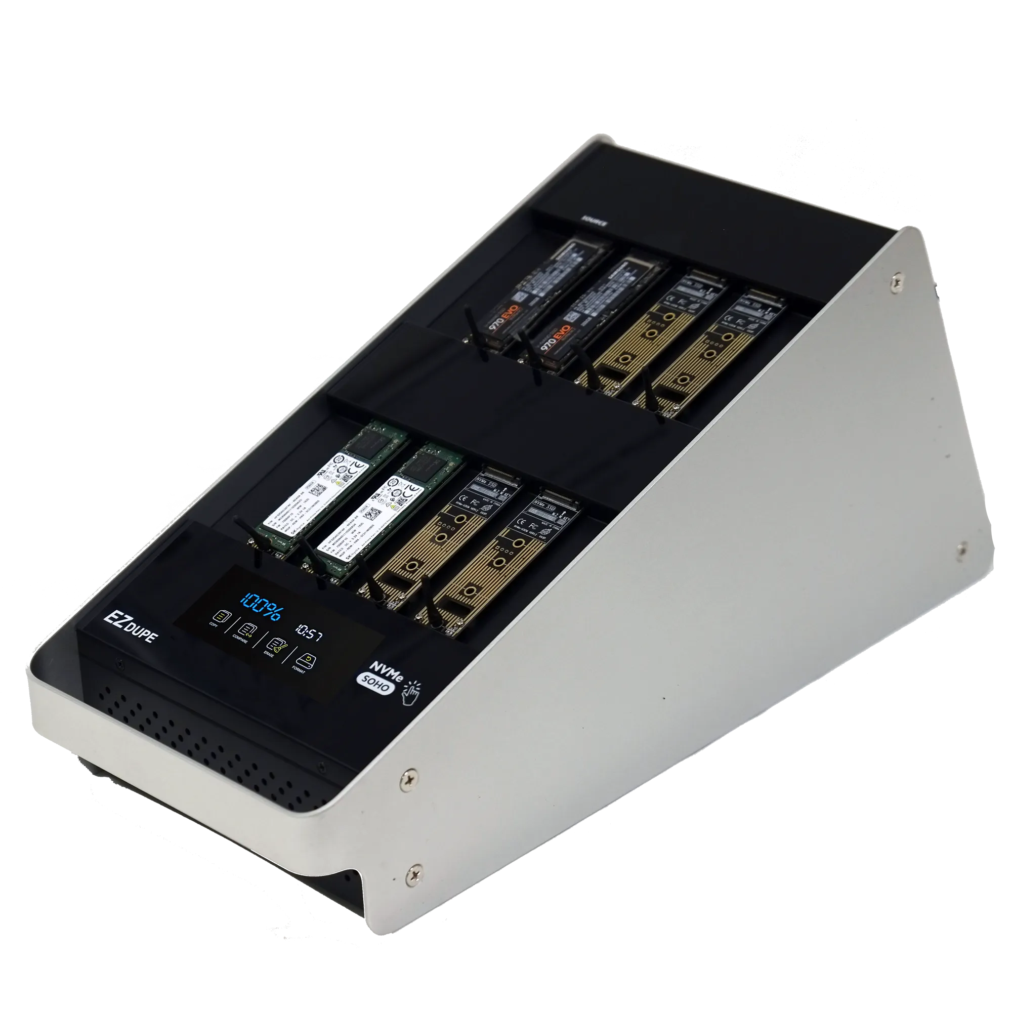 EZ Dupe 1 to 7 M.2 PCIe NVMe & AHCI Duplicator - Cloner & Wiper for M2 22mm Module Storage (B-Key, M-Key & B M Key) Internal SSD Hard Drive (SOHO NVME MKII)