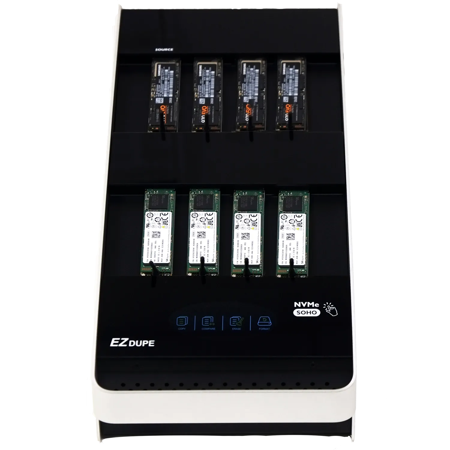 EZ Dupe 1 to 7 M.2 PCIe NVMe & AHCI Duplicator - Cloner & Wiper for M2 22mm Module Storage (B-Key, M-Key & B M Key) Internal SSD Hard Drive (SOHO NVME MKII)