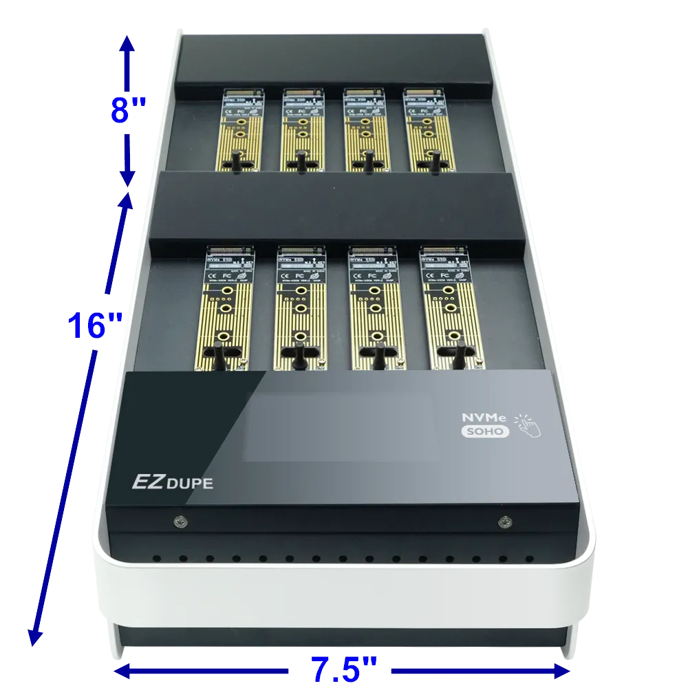 EZ Dupe 1 to 7 M.2 PCIe NVMe & AHCI Duplicator - Cloner & Wiper for M2 22mm Module Storage (B-Key, M-Key & B M Key) Internal SSD Hard Drive (SOHO NVME MKII)