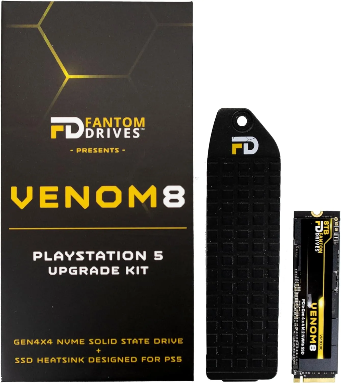Fantom Drives VENOM8 PCIe 4x 4 NVMe M.2 SSD - 8TB - with Heatsink for PS5, VM8X80-PS5