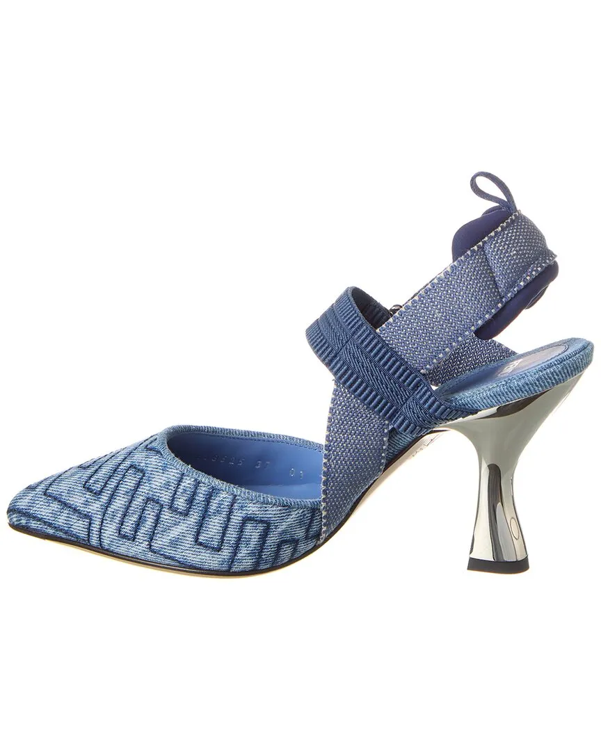 FENDI Colibri FF Denim Slingback Pump