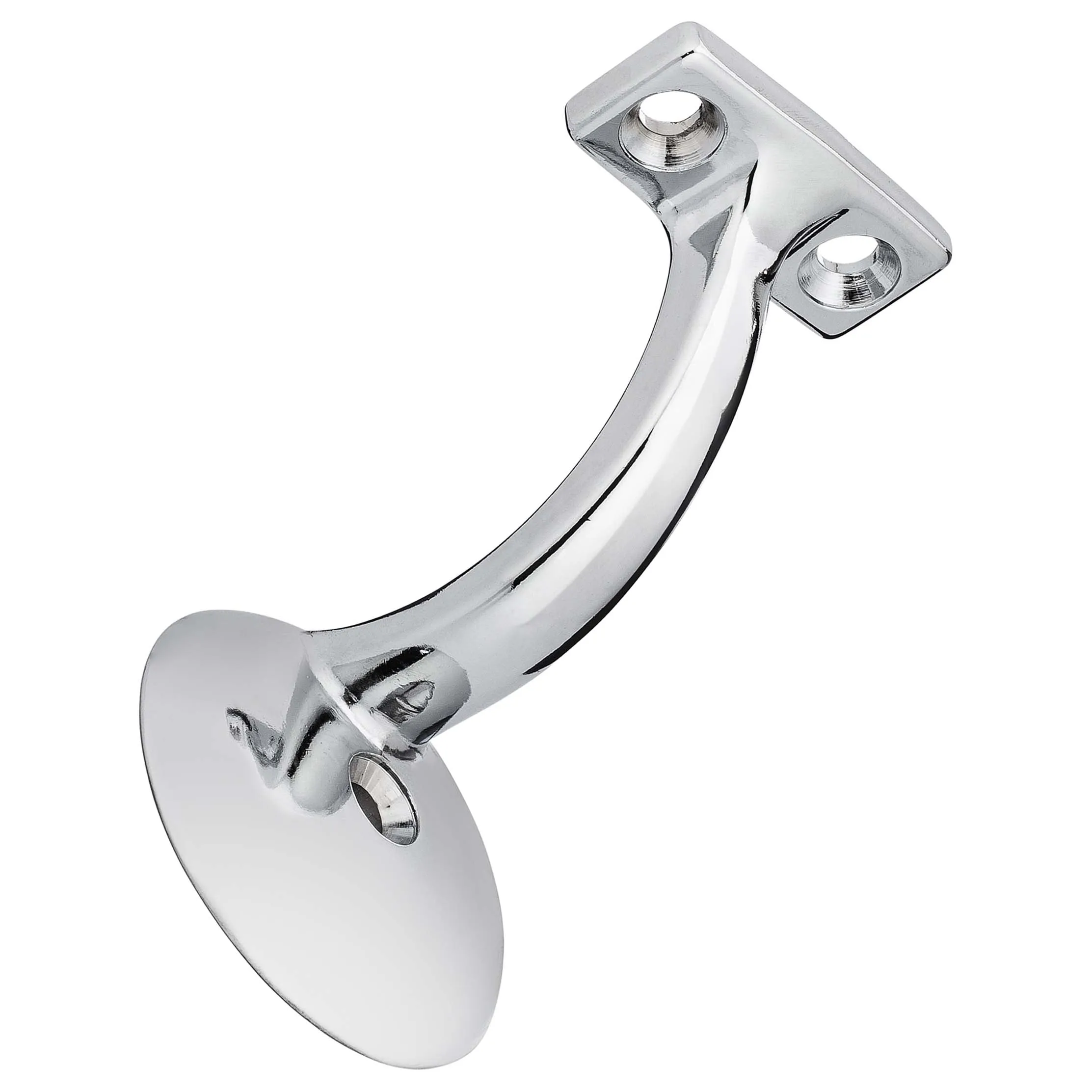 Handrail Bracket, Heavy Duty, Round Wall Mounting Escutcheon, One Wall Mounting Screw