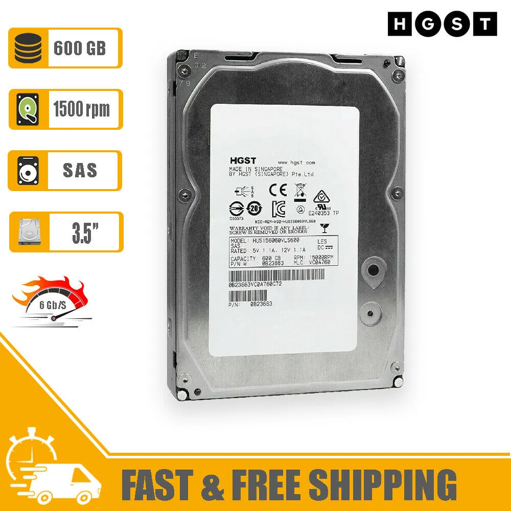 HGST Ultrastar (SAS) 3.5" Internal HD 600GB 15krpm 0B23663 HUS156060VLS600