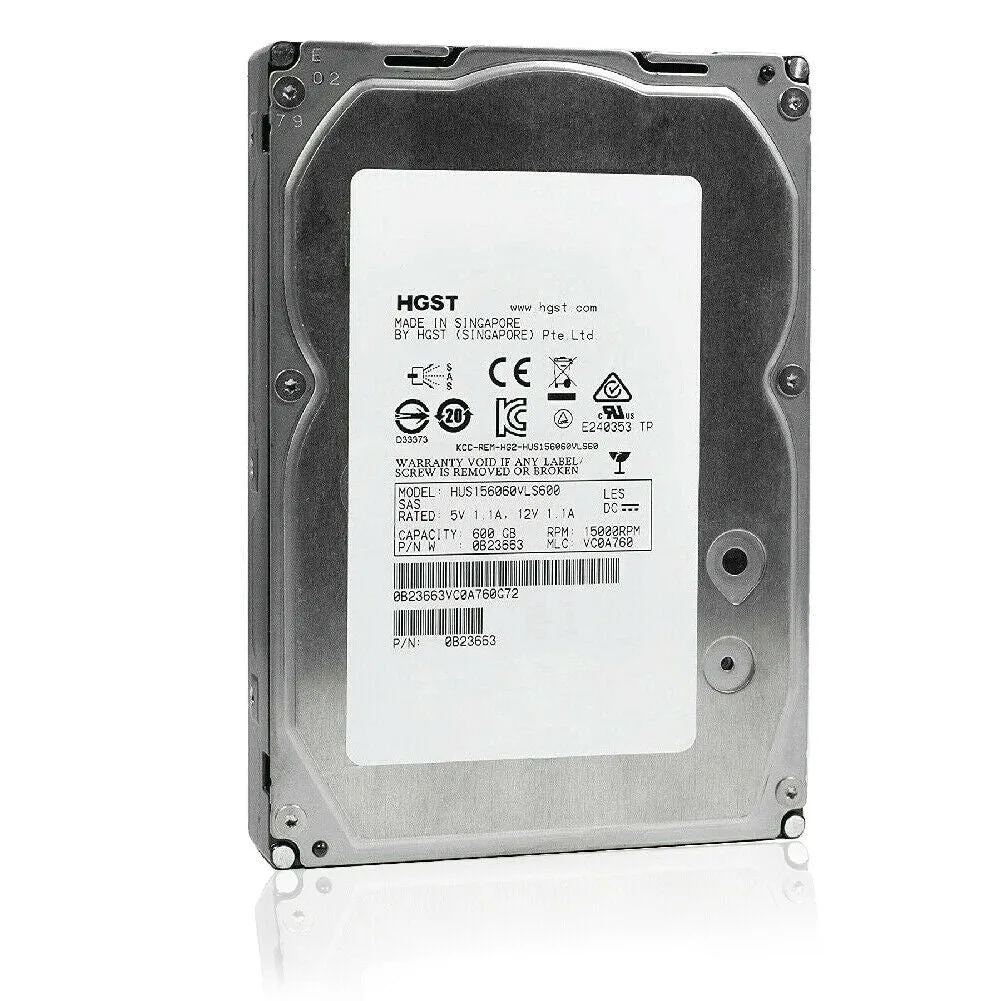 HGST Ultrastar (SAS) 3.5" Internal HD 600GB 15krpm 0B23663 HUS156060VLS600