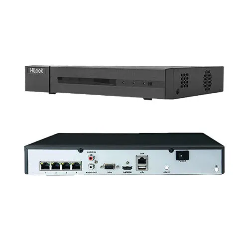 HiLook NVR-104MH-C/4P 4-Channel 4K NVR | 1 SATA interfaces for HDD connection (up to 8 TB capacity per HDD),  H.265  compression