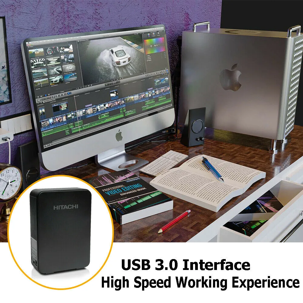 Hitachi 3.5" Touro Desk DX3 4TB USB 3.0 Mini Portable External Hard Drive for PC