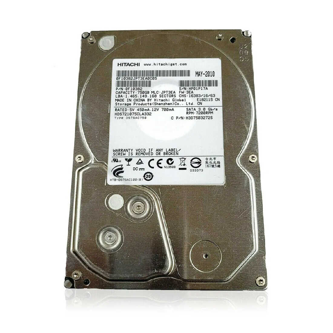 Hitachi (SATA) DeskStar 3.5" Internal HD 750GB 7200rpm HDD HDS721075CLA332
