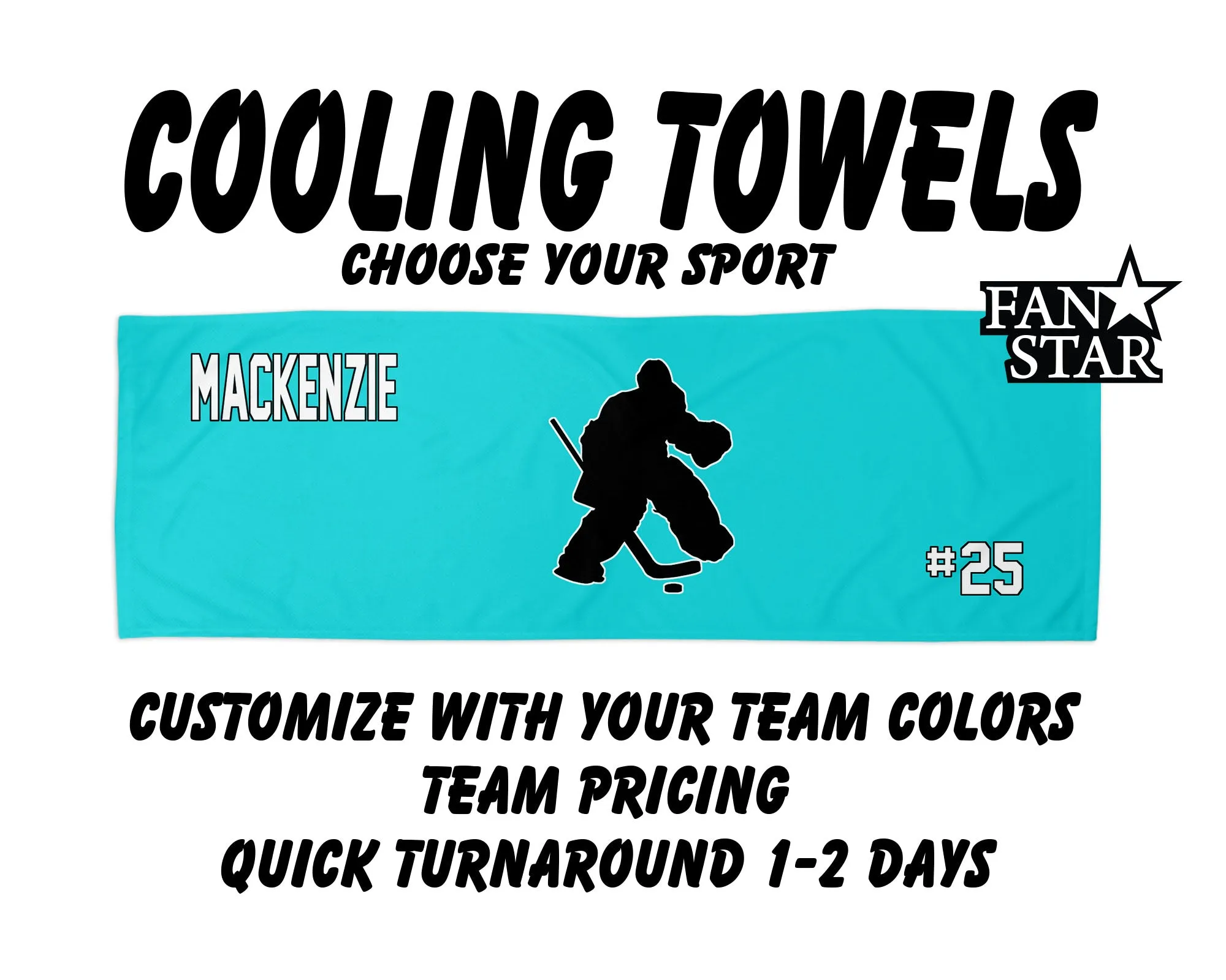 Hockey Cooling Towel with Solid Color Background